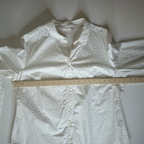 Boden Womens the Classic Shirt Button Up in White and‎ Silver Polka Dot Sz 16 - Picture 10 of 10